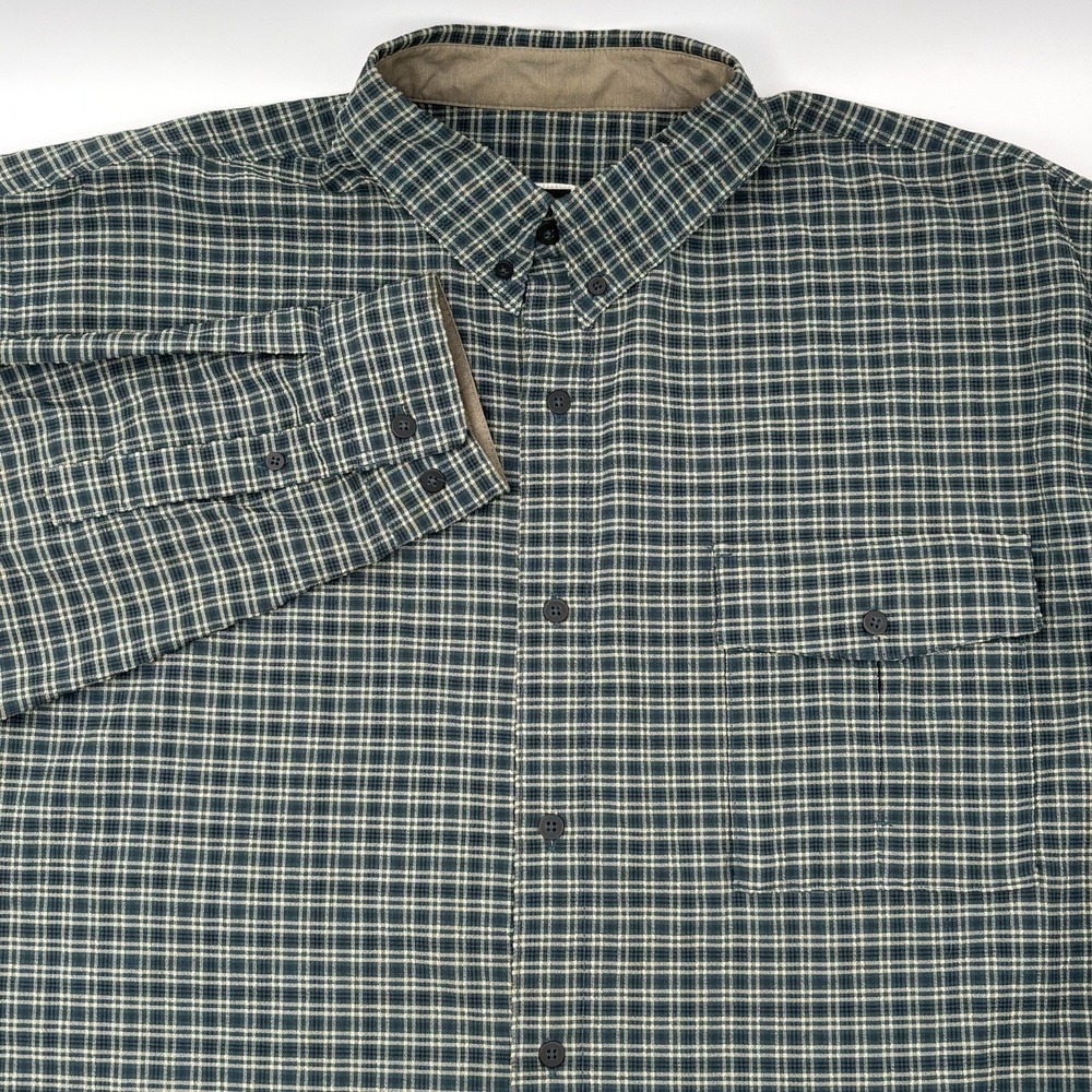 The North Face Shirt Mens XL Green Plaid Button Up Hiking Outdoor Performance